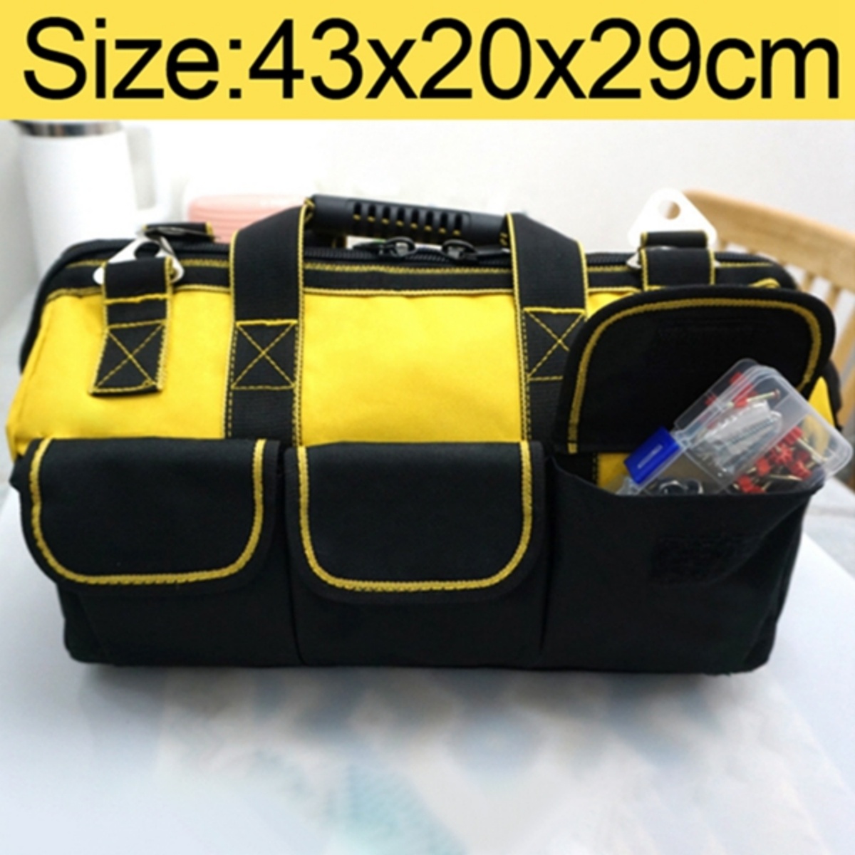 20in Tool Bag Heavy Duty Hard Base Storage Case W Shoulder Strap — image 2