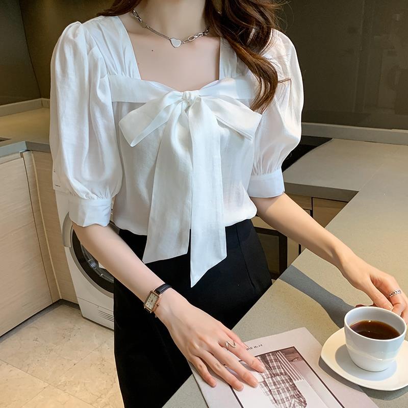 Title 1, Loose Tie Shirt Short Sleeve Bow Top