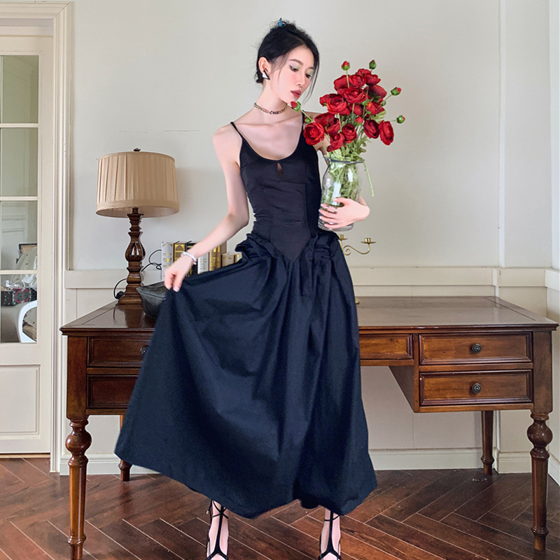 Waist-tight Slimming Embroidered 3D Cutting Graceful Long Expansion Skirt