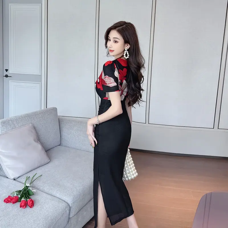 Women's High-grade Mesh Cinched Slimming Dress