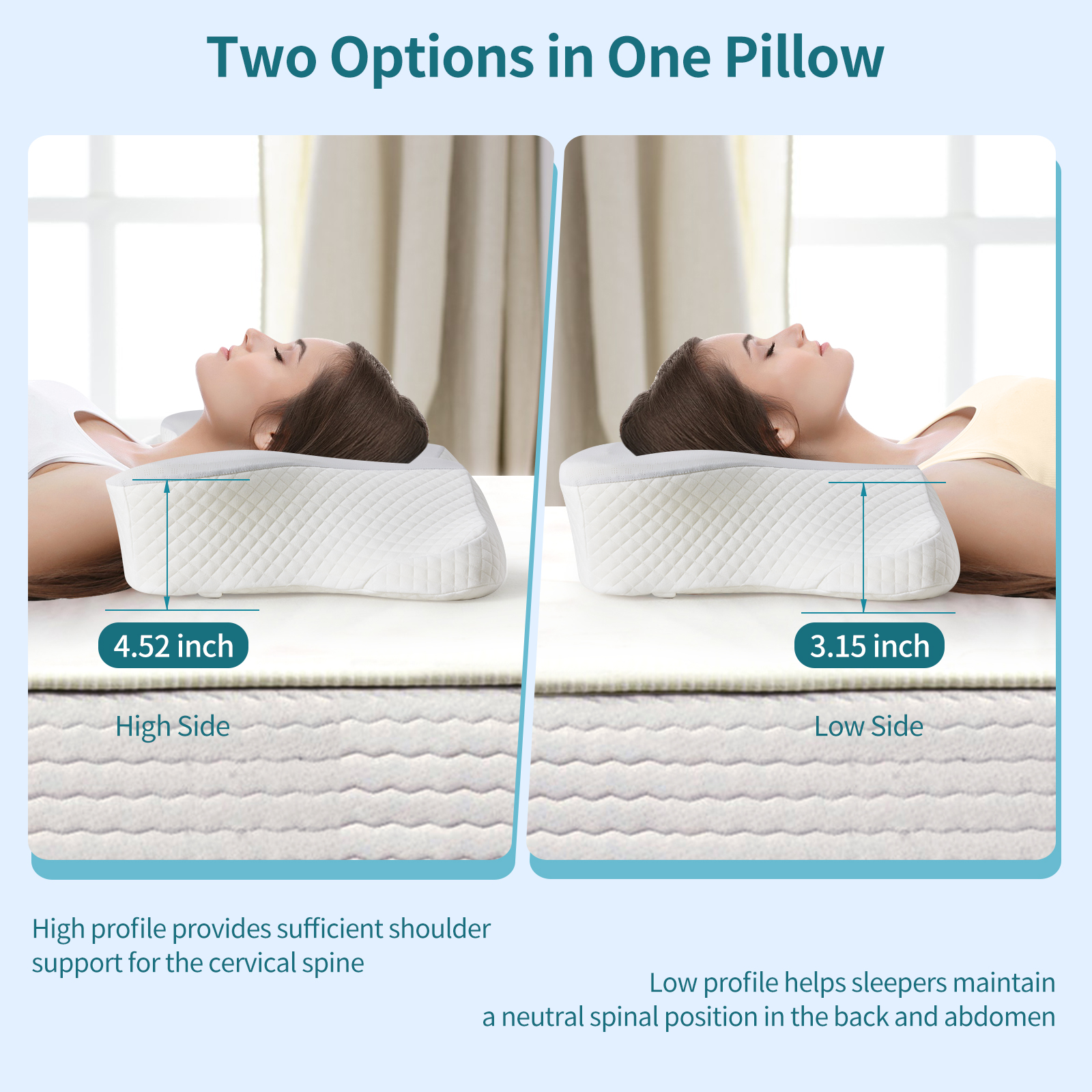 2 Pack Memory Foam Pillow, A Cooling Type Sleep Pillow Designed To Provide Neck Support When Lying On One's Side image 36