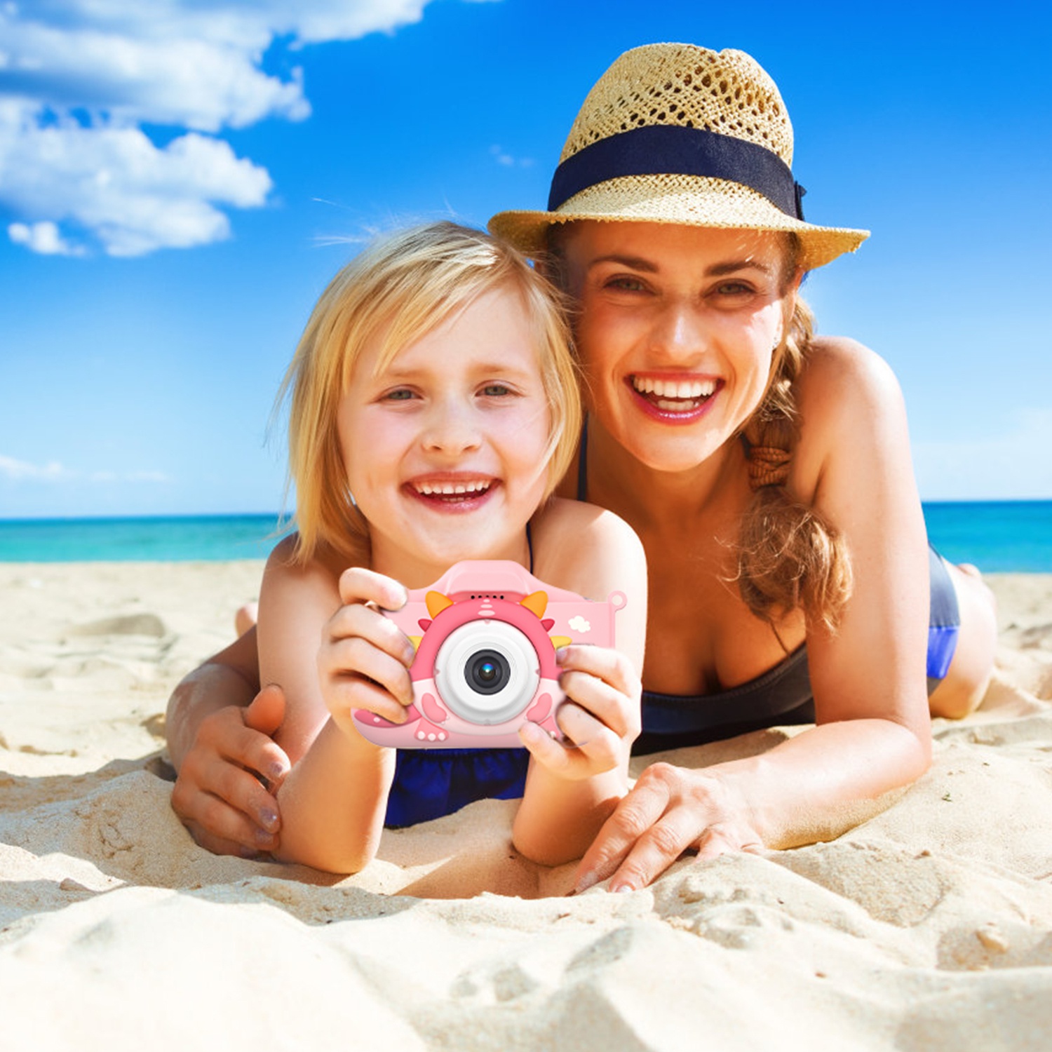 Pink-Blue Options -- 1Pc Dinosaur Kids Selfie Camera Cartoon Camera 48MP 1080P HD Digital Camera With Cartoon Case Card Reader 32G MMC Card For Boys Girls Above Aged 6 Years Old