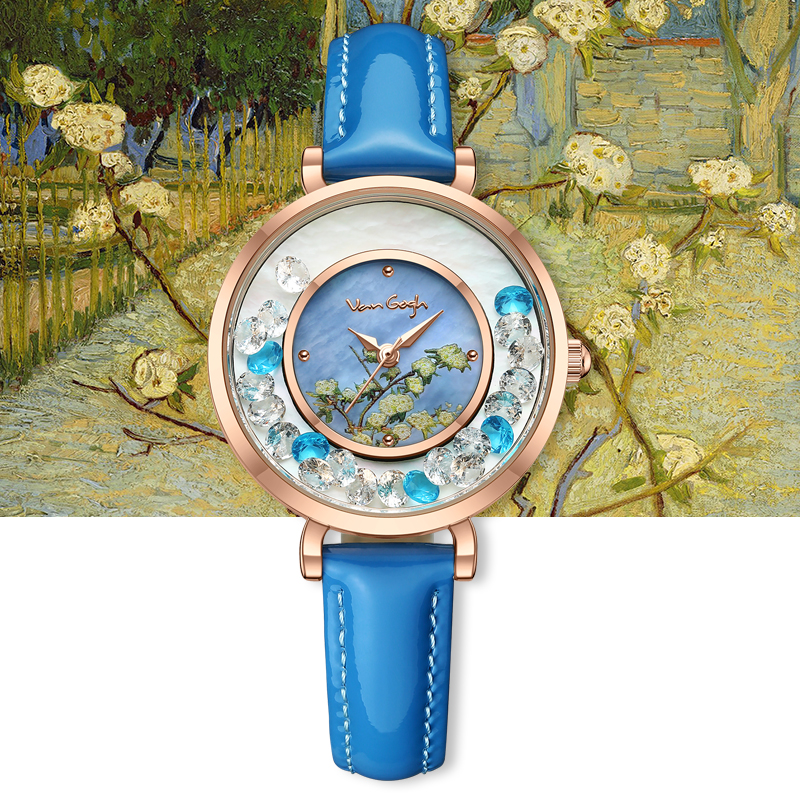 VAN GOGH Geneva Series Small Seconds Hand Leather Strap Quartz Wrist Women's Watch 4