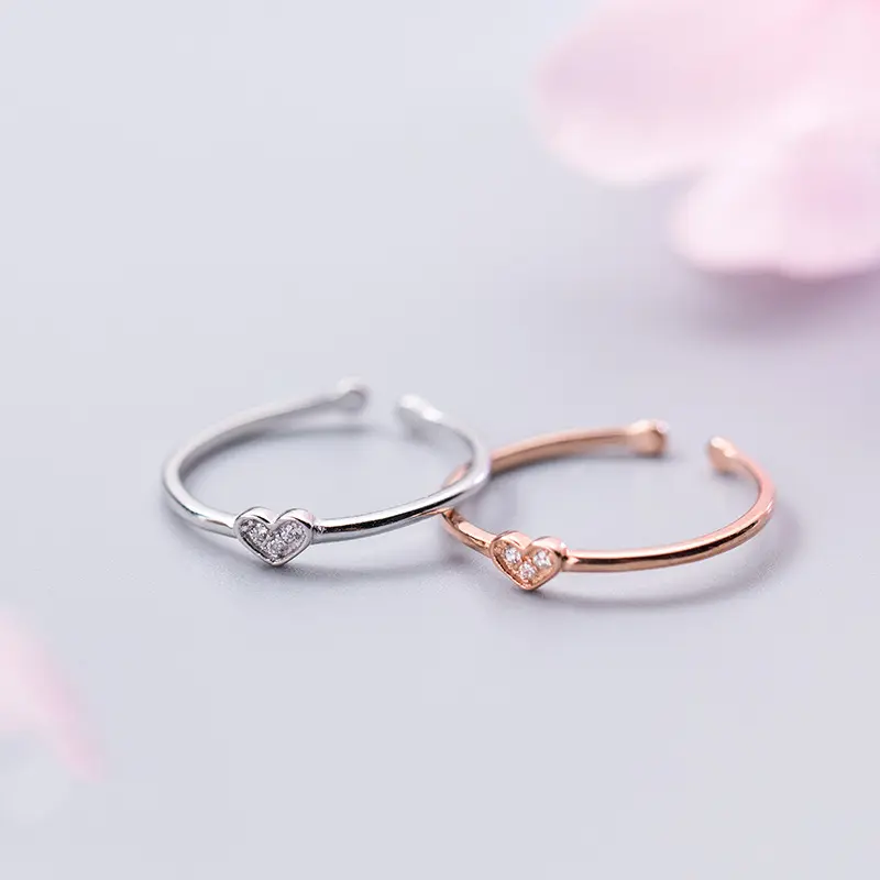 Simple Sweet Love Diamond Personality Adjustable Finger Ring
