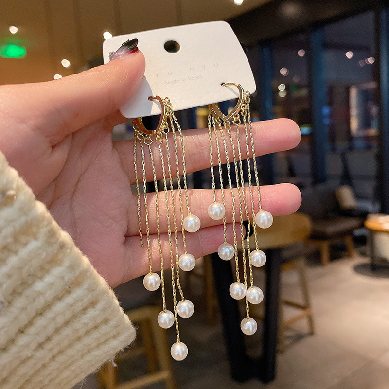 Metal Design Sense Chain Long Earrings Fashion Art Earrings