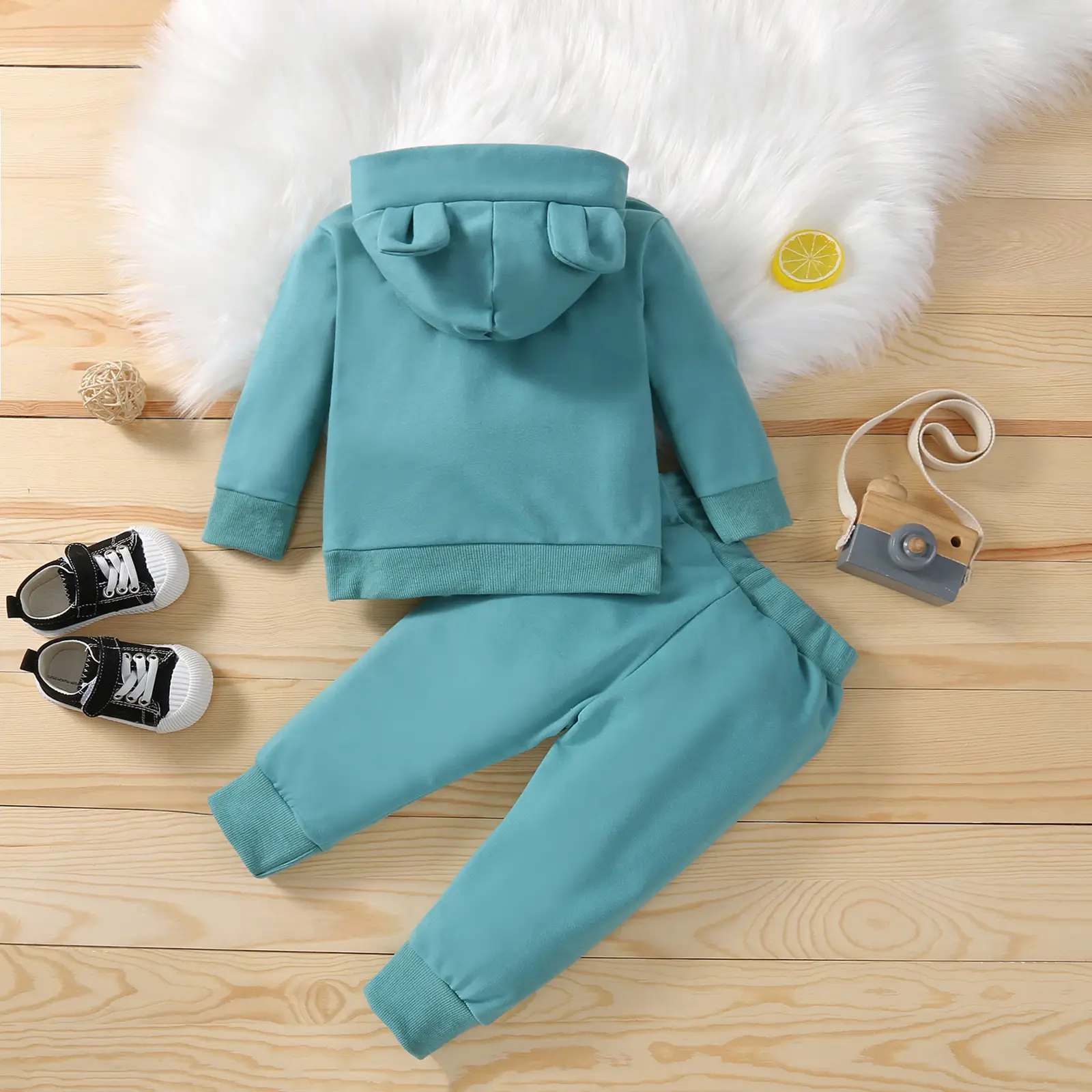 Spring And Autumn Children's Suit Hooded Two-piece Large Pocket