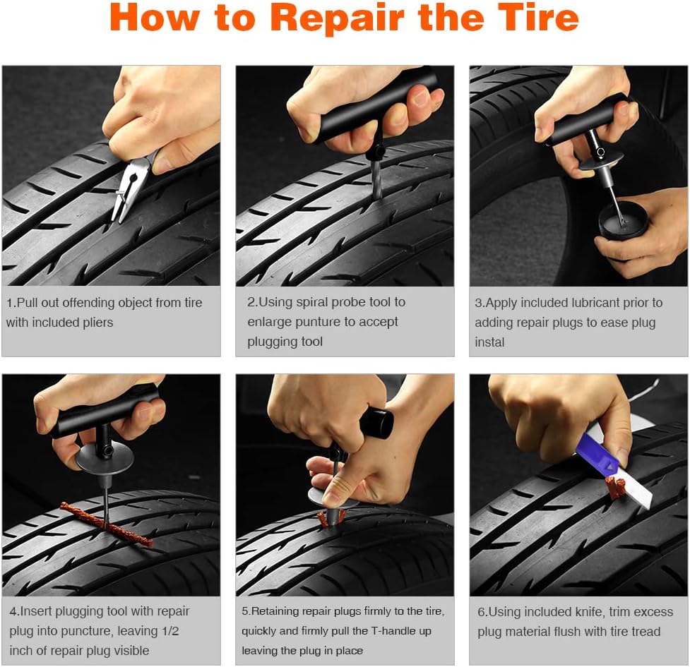 Tire Repair Kit - 68pcs Heavy Duty Tire Plug Kit, Universal