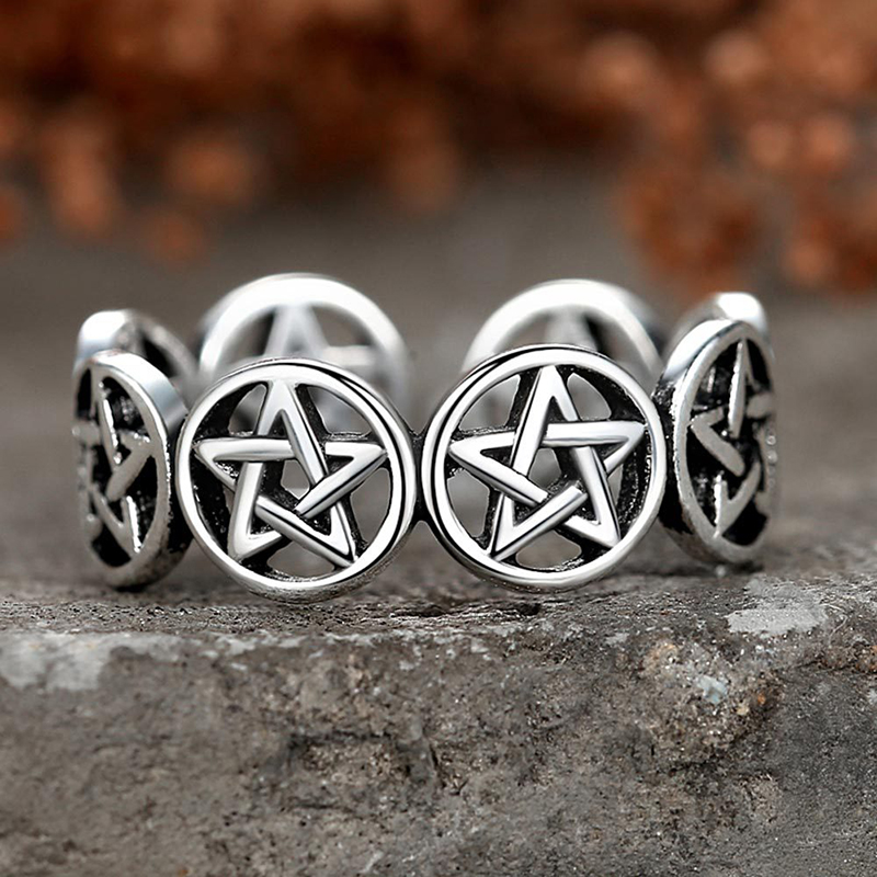 Vintage Thai Silver Five-pointed Star Index Finger Ring