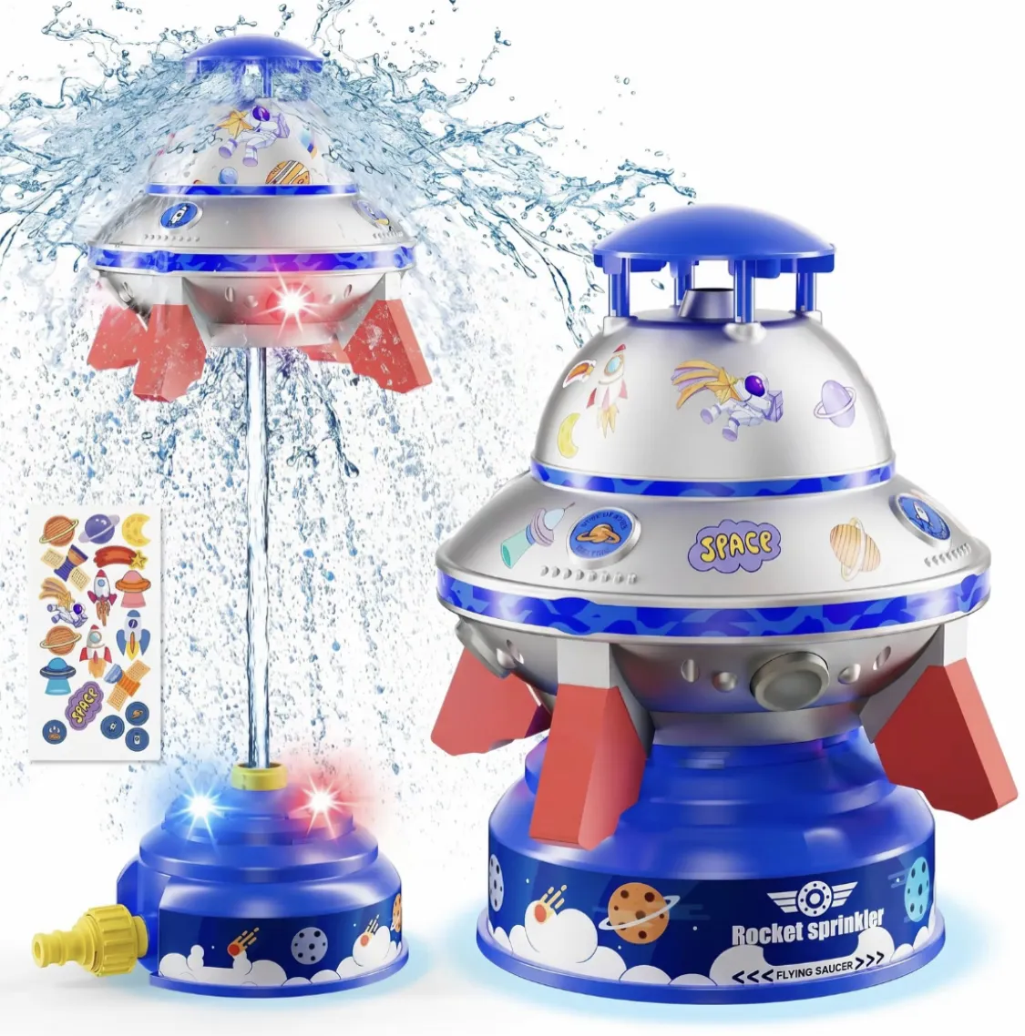 Kids UFO Rocket Water Sprinkler, Flying Saucer