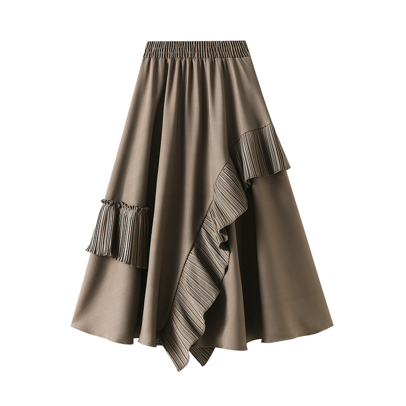 Mid-length Slim And Large-line A-line Umbrella Skirt