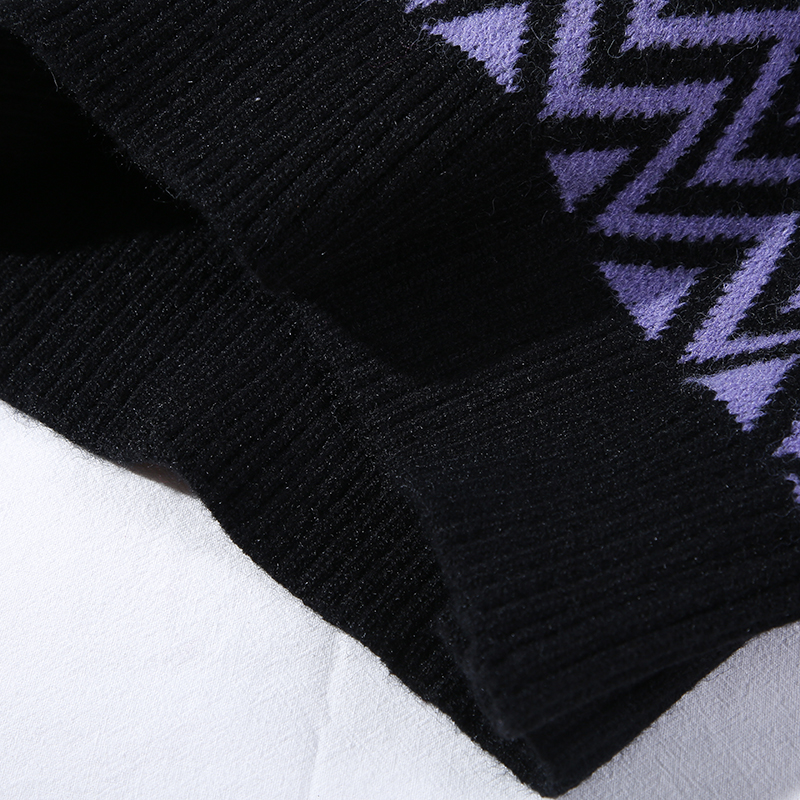 V-neck Leopard Print Stitching Knitted Vest Korean Style Trendy Loose Women