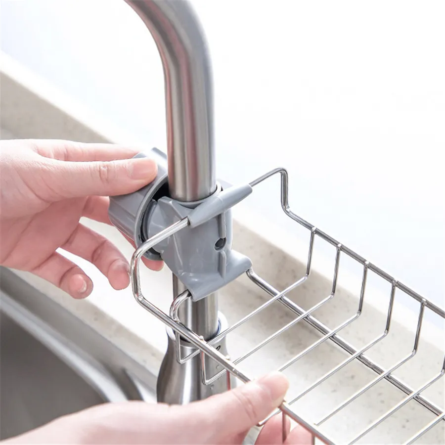 Adjustable Sink Drain Rack Sponge Storage Faucet