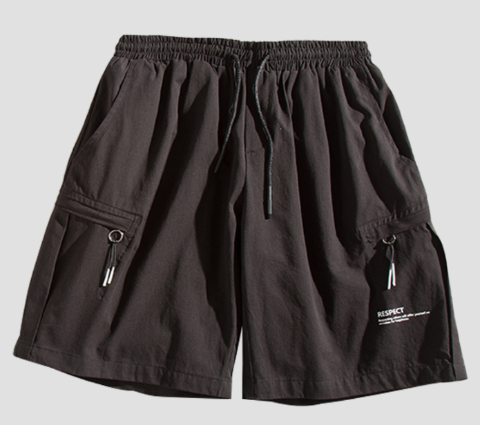 Summer Thin Men's Japanese Harajuku Style Retro Solid Color Casual Loose Shorts Pants