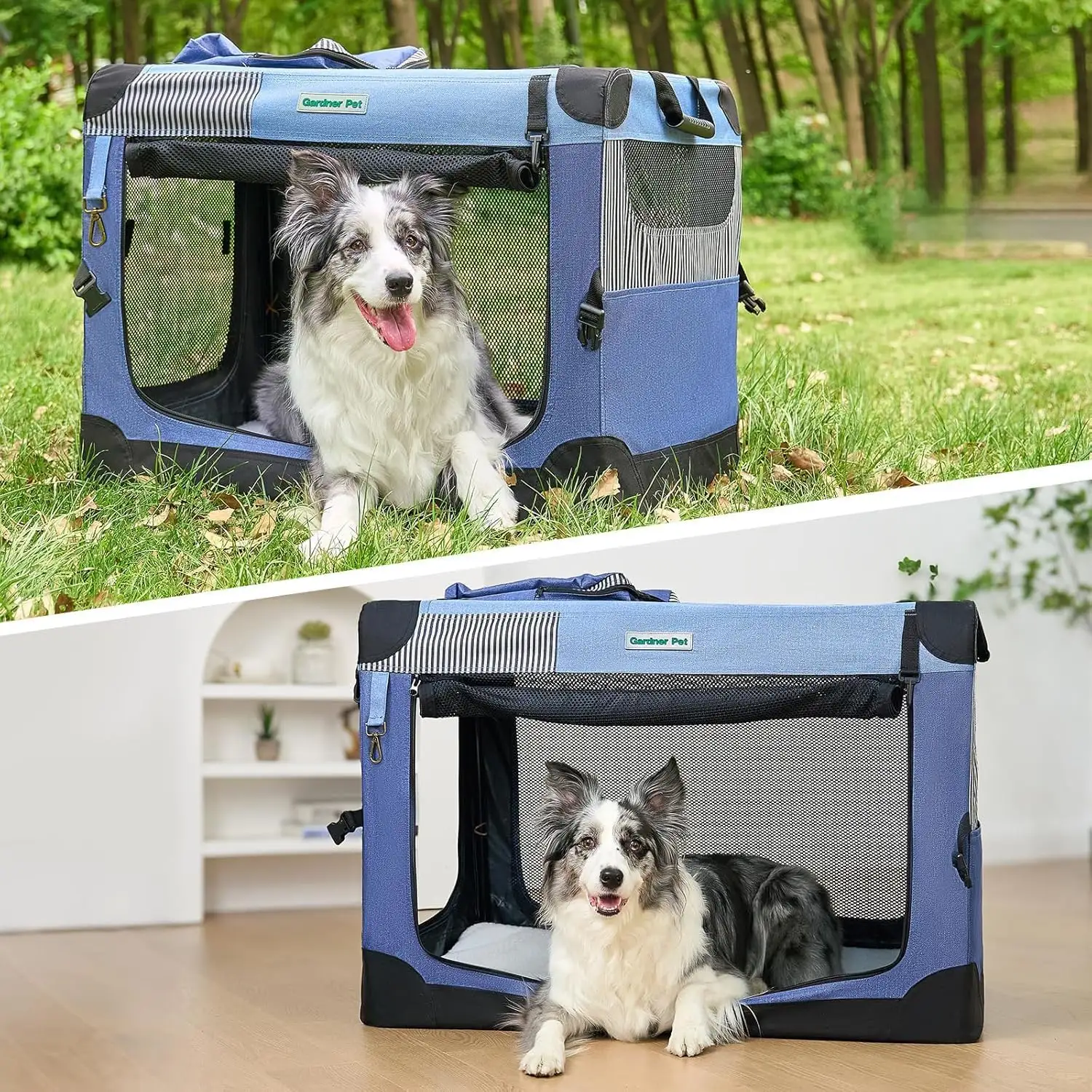 Gardner Pet Foldable Dog Crate, Grey, 66