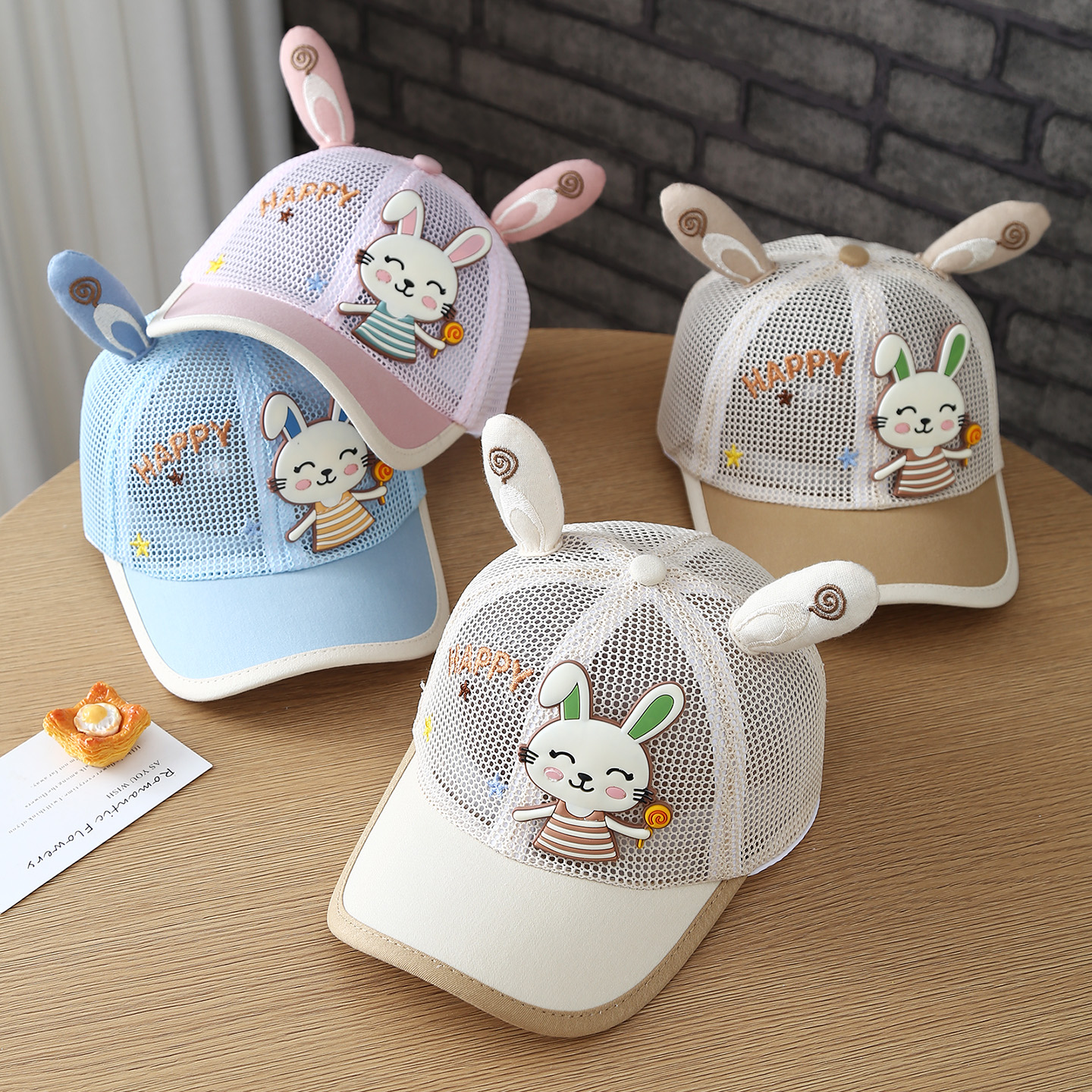 Children's Candy Rabbit Cute And Fashionable Net Scarf Baseball Cap For Summer - Boys And Girls' Sun Hat For Outdoor Travel - Duckbill Cap For Babies