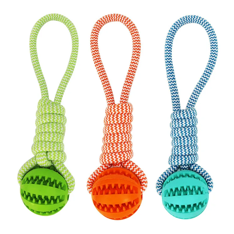 Dog Toys Treat Balls Interactive Hemp Rope Rubber Leaking Balls For Small Dogs Chewing Bite Resistant Toys Pet Tooth Cleaning Bite Resistant Toy Ball For Pet Dogs Puppy – image 9