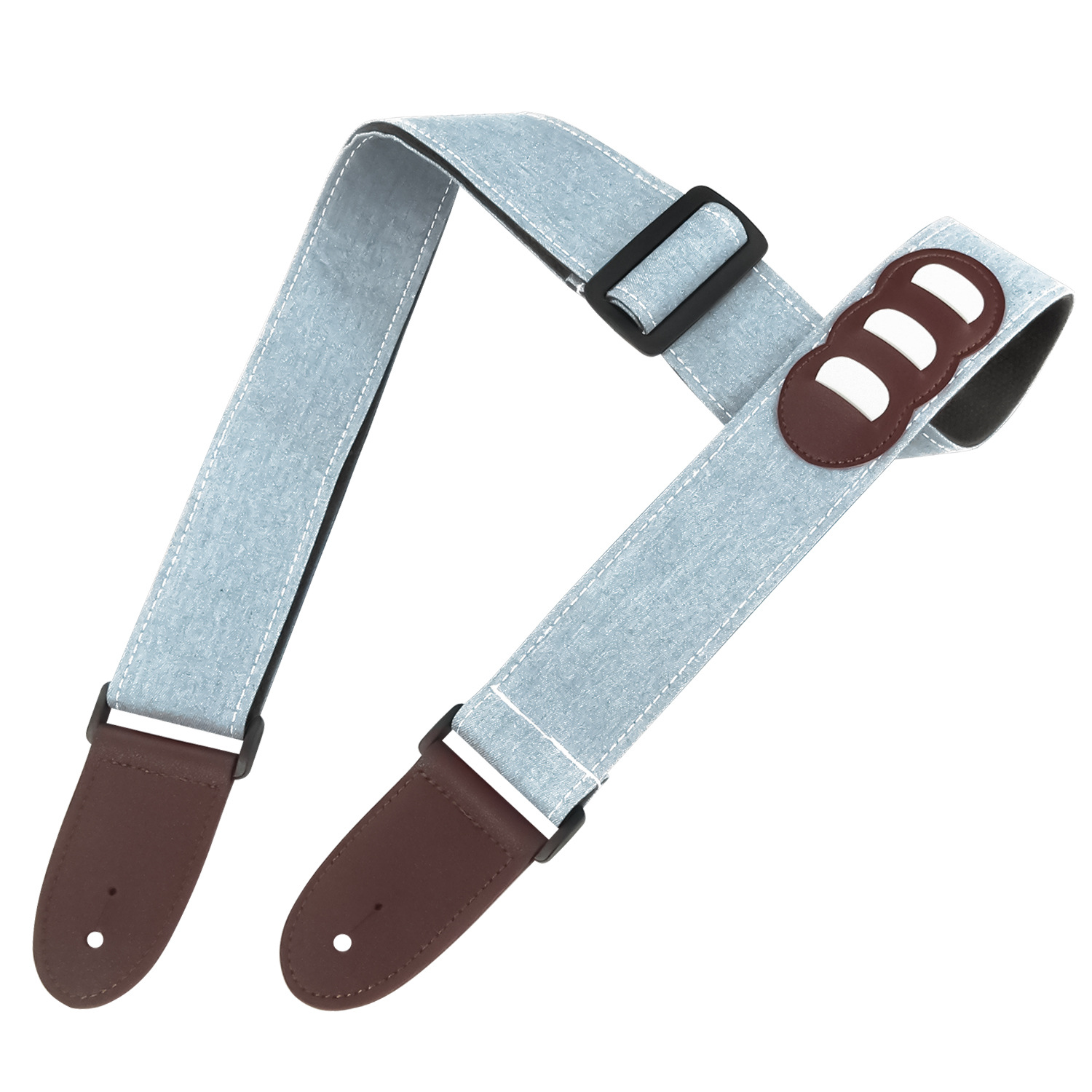 Cotton Denim Guitar Strap With Pick Storage Function - Image 5