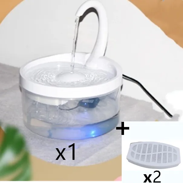 Automatic Circulation Drinking Fountain Drinking Fountain Pet - White Led Light With 2Filter