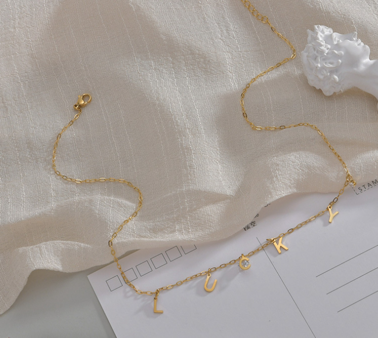 Necklace Female INS Niche English Pendant Temperament