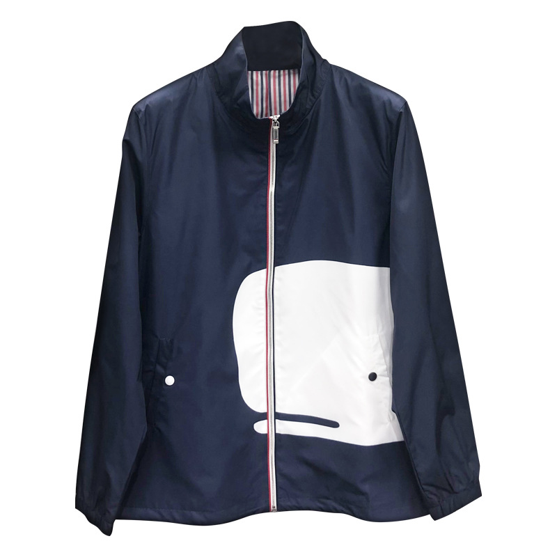 Front And Back Big Whale Fashion Stand Collar Zip Jacket