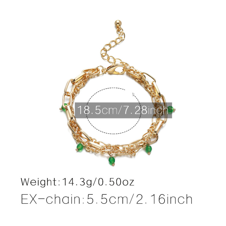 Crystal Bead Bracelet Alloy Lobster Clasp Multilayer Chain