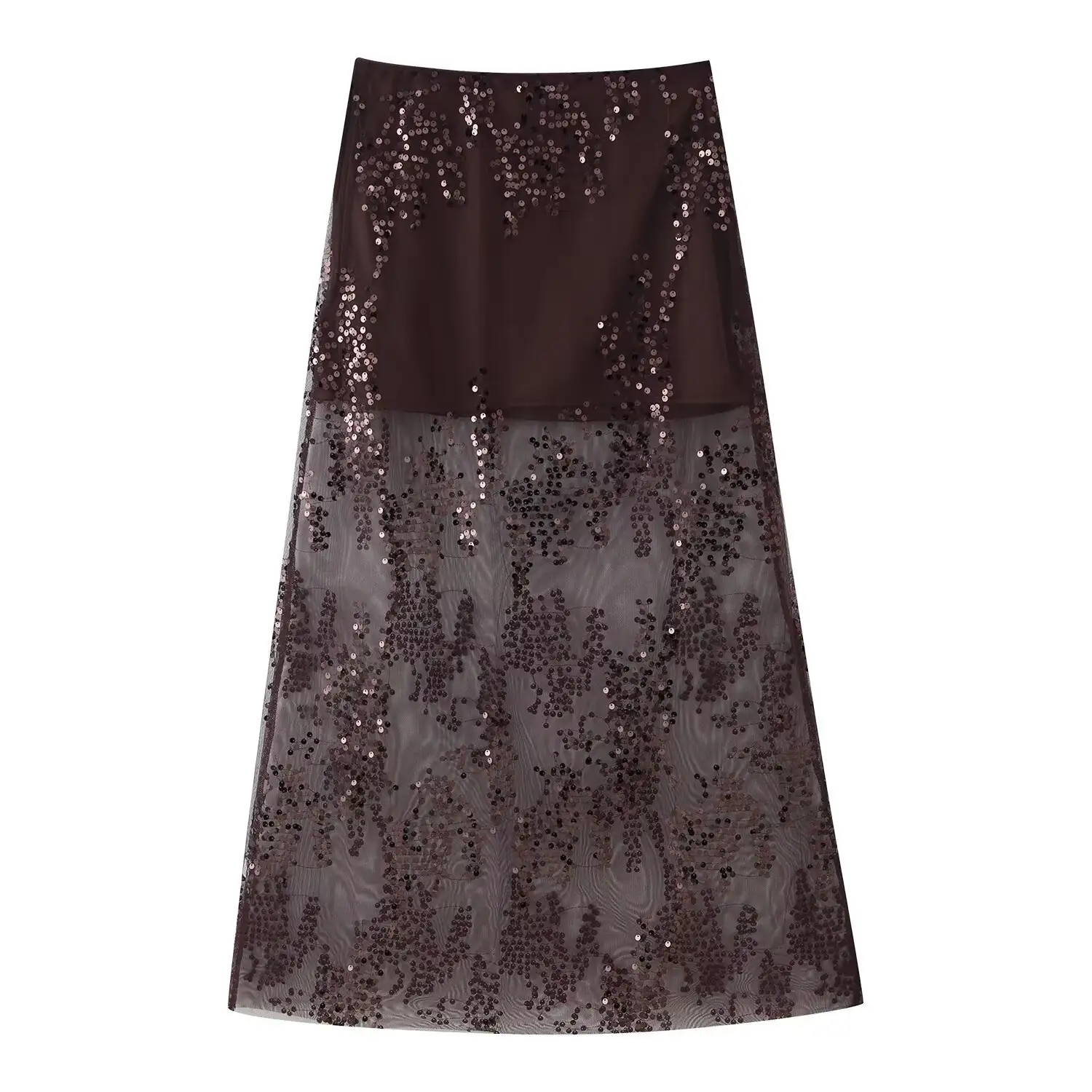 Bead Embroidered High Waist Skirt