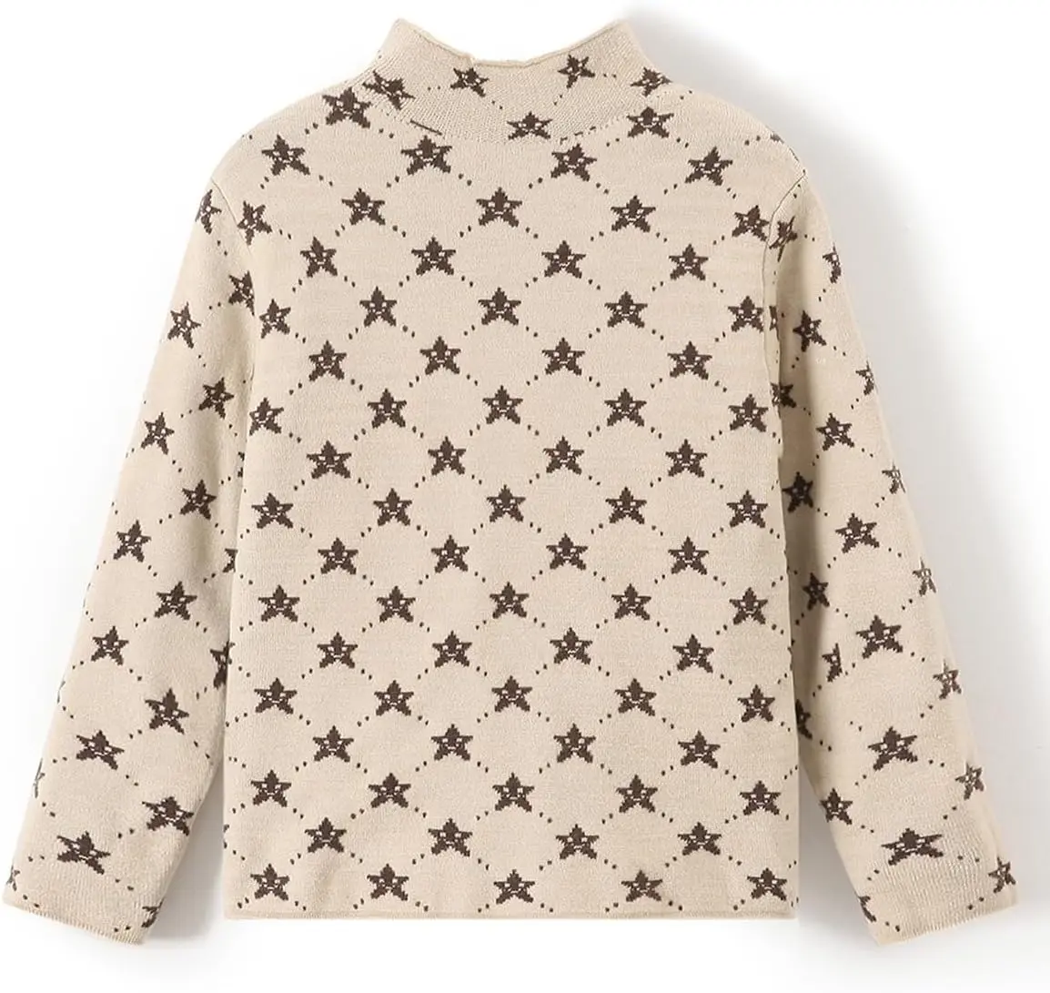 Askfine Girls Boys Pattern Half Turtleneck Sweaters