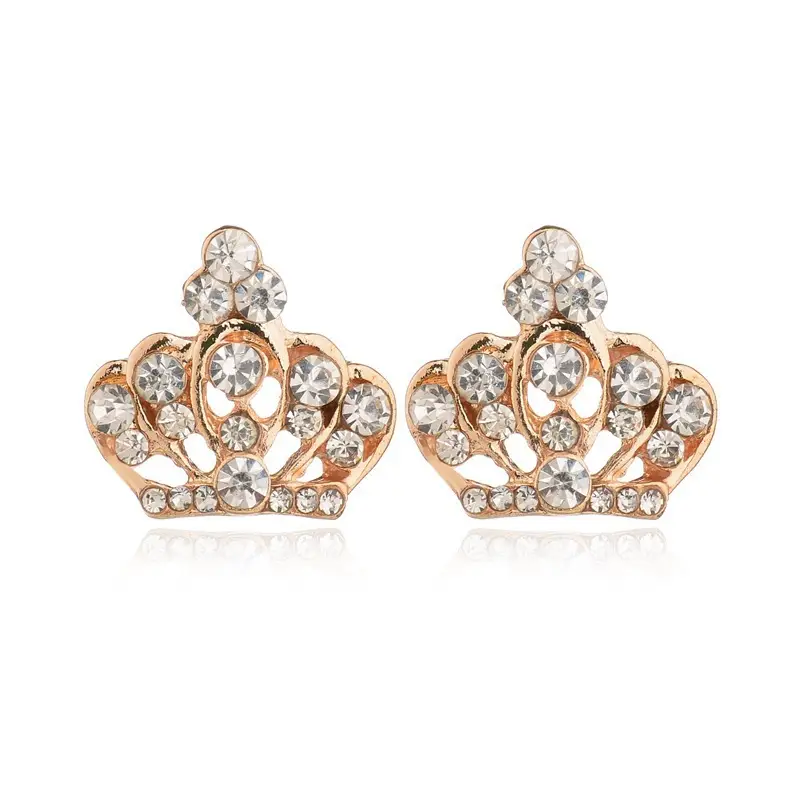 Women's Crown Pendant Necklace Stud Earrings Ring Bracelet Jewelry Set