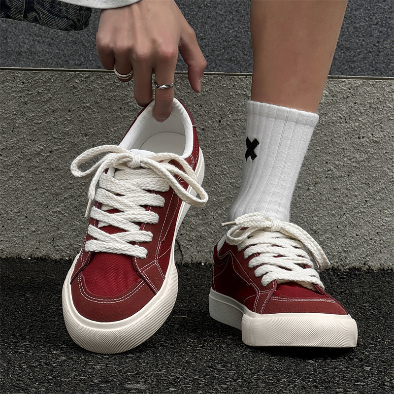 Men's Canvas Shoes, Versatile Classic Trendy Sneakers, Korean Style Lace-Up Flat Casual Skate Shoes For Students