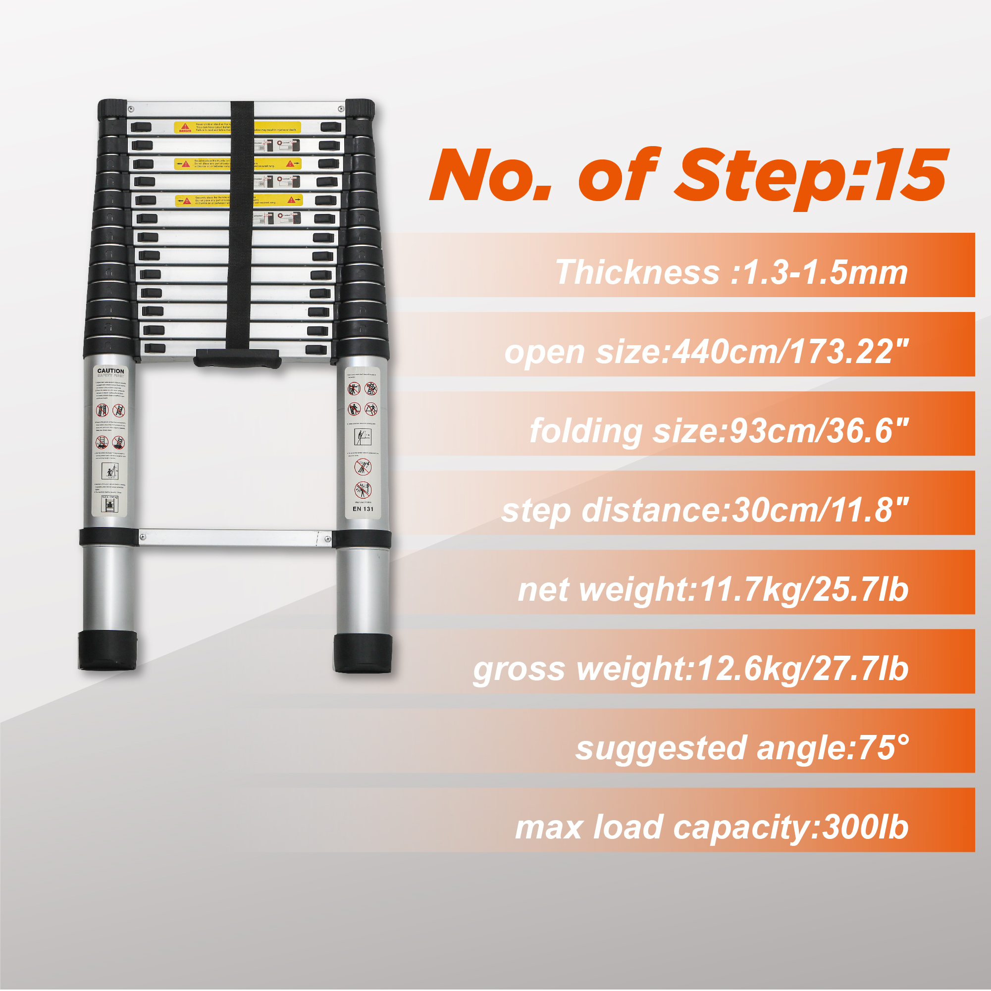 Aluminum Telescoping Ladder For Outdoor Work - Image 2