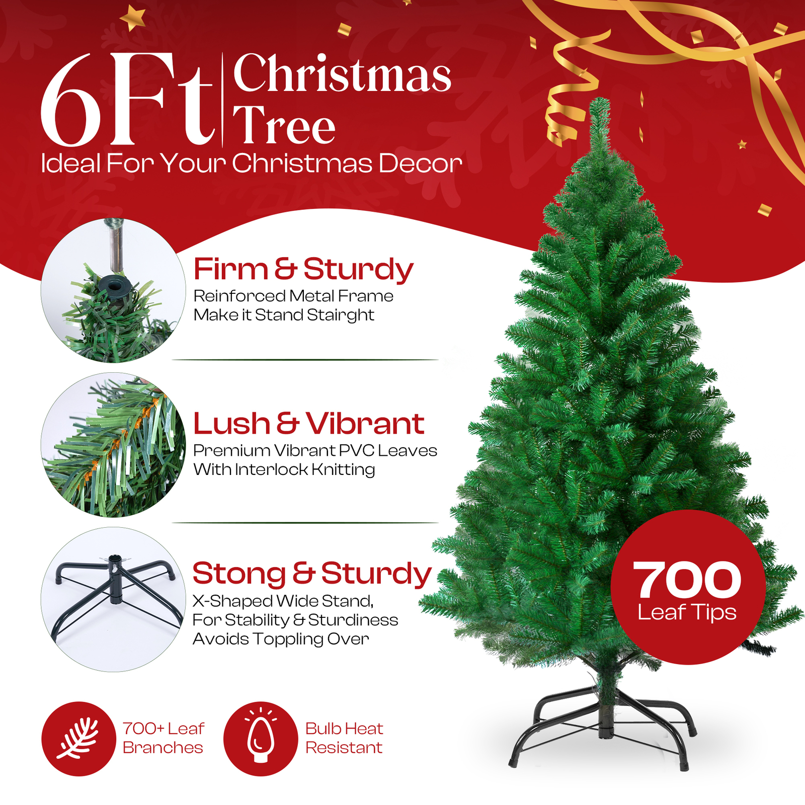 Christmas Tree With Stand 4ft 5ft 6ft 7ft Artifical Bushy Xmas Tree Home Decor
