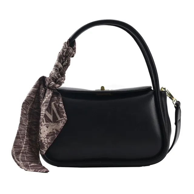 Pure Color Silk Scarf Printed Trendy Handbags Black - Shop at LoveMi