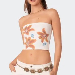 Fashion Style Cool Straight Spray Tube Top - White - View 1