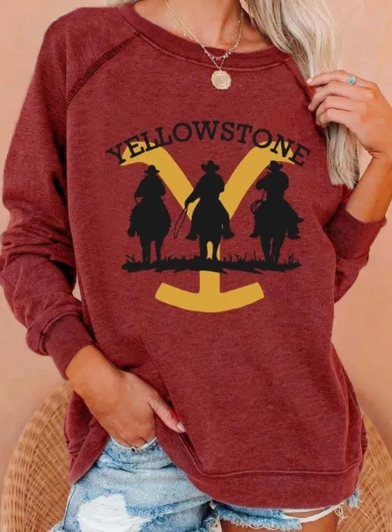 Women's Long Sleeve Printed Raglan Round Neck Sweater 1 Style 3Xl - Shop at LoveMi