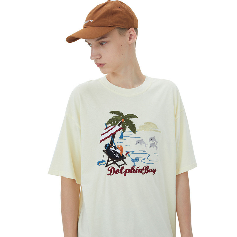 Fashion Embroidery Round Neck Short Sleeve Casual Student