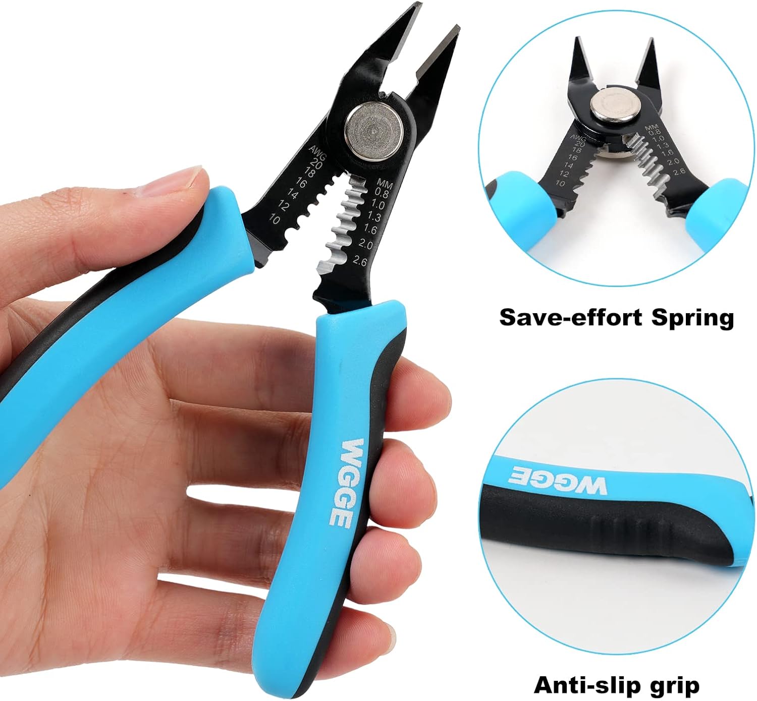 Precision Flush Wire Cutter & Stripper, 10-20 AWG, 6-Inch High-Carbon Steel Tool With Spring Handle & Angled Jaws For Electronics 1
