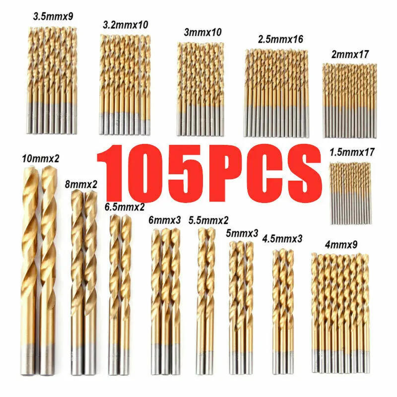 105-Piece Cobalt Drill Bit Set
