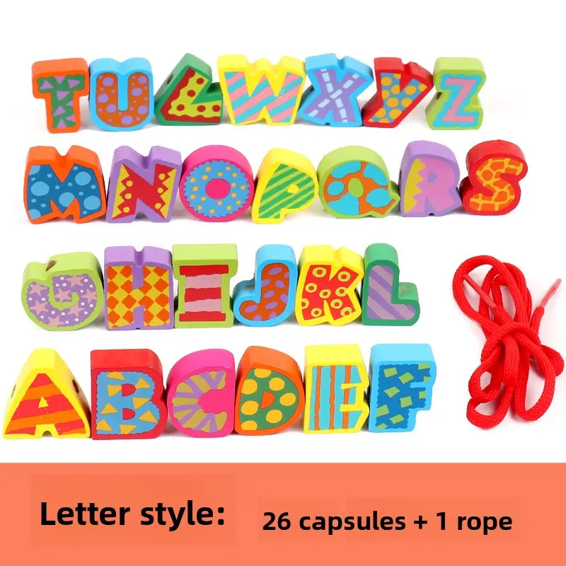 Wooden Kids Lacing Beads