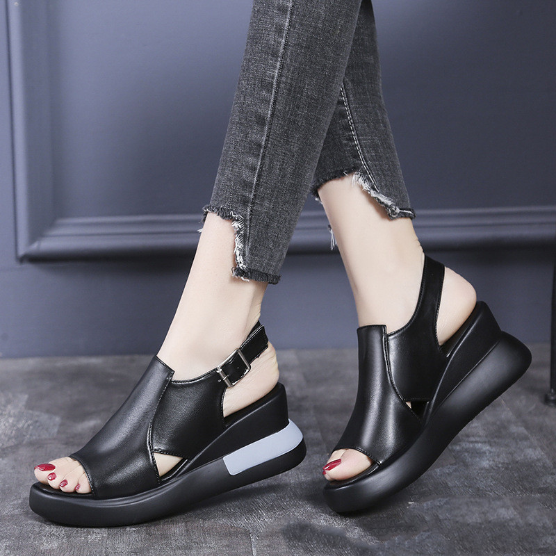Women's Sandals Summer Wear Korean Version Of The New Fashion Fish Mouth Roman Shoes With High Heel Sandals