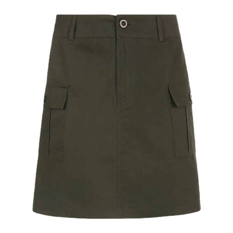 Workwear Pocket A Line Half Skirt - Grey