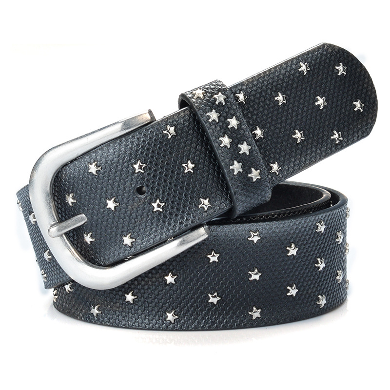Alloy pin buckle metal rivet inlaid Korean fashion retro belt