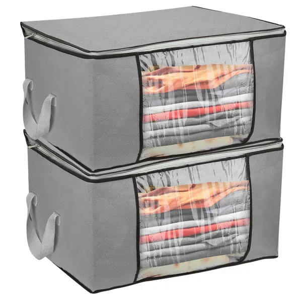 Clothes Storage Bag 90L Large Capacity Foldable Closet Grey - Shop at LoveMi