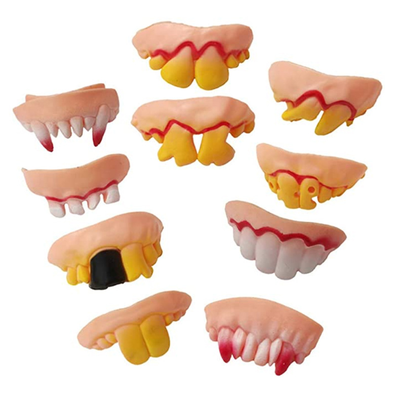 Funny dentures full set of ten vampire teeth trick