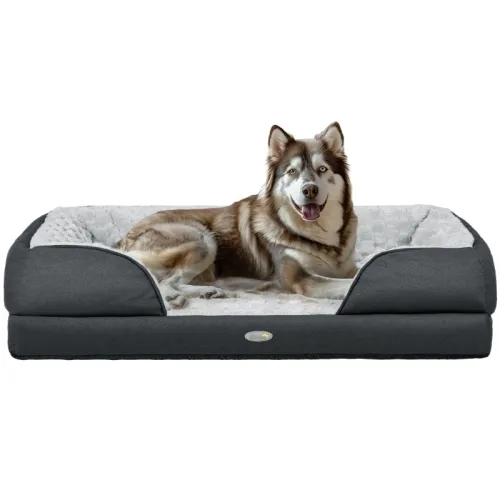 PawHut Calming Dog Bed Pet Mattress W Removable Cover, Anti-Slip Bottom, For Large Dogs, 120L X 80W X 22Hcm - Charcoal Grey - Charcoal Grey