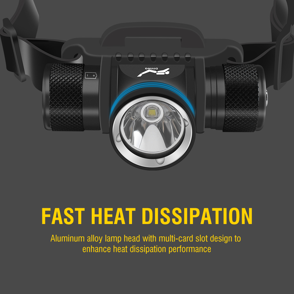 Underwater LED Scuba Diving Headlamp Warm Lamp Dive Light Head Torch Flashlight — image 9