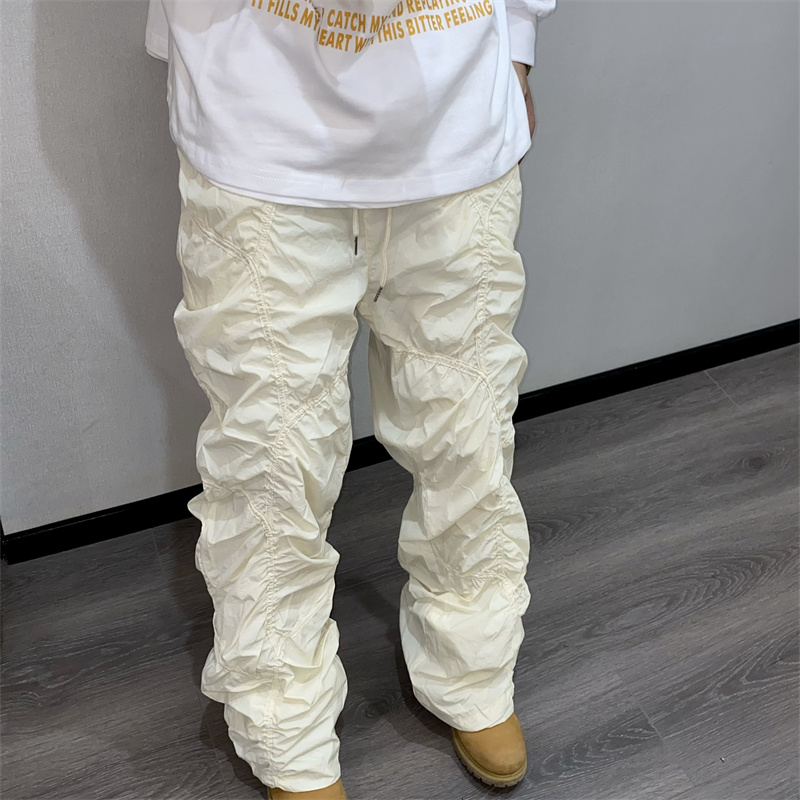 Men's And Women's Pleated Stacked Loose Casual Trousers