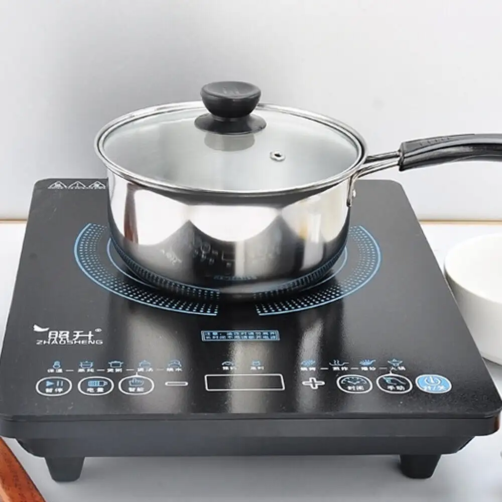Set Of 3 Induction Non Stick Stainless Steel Cookware Kitchen Glass Lids Pot Pan