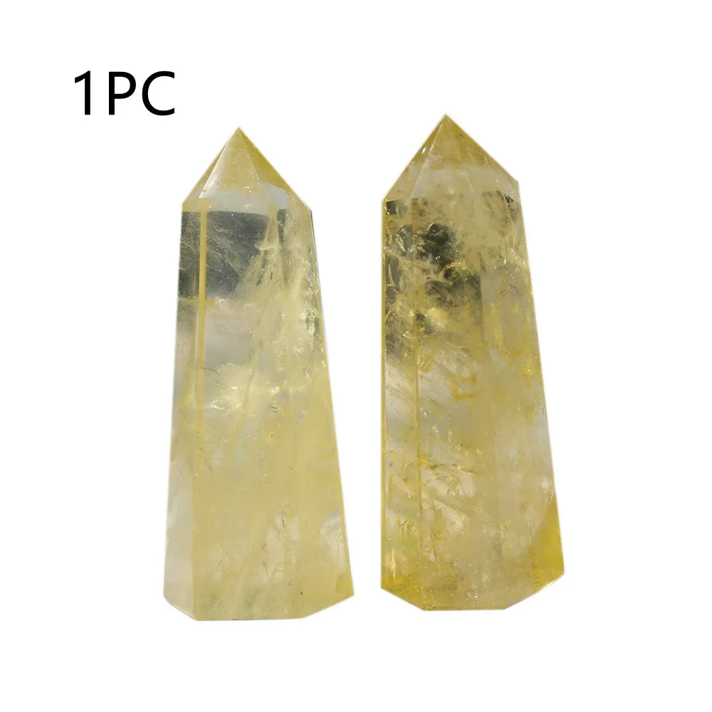 Natural Citrine Column Hexagonal Single Pointed Column - 9To11Cm