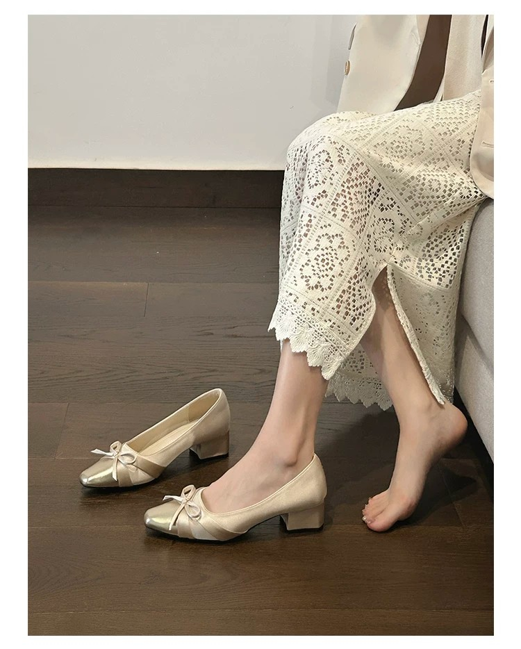 Square Toe Block Heel Shoes