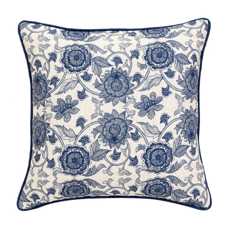 Park Cotton And Linen Pillow Cushions Are Light And Extravagant - Blue Tangyun Grassa